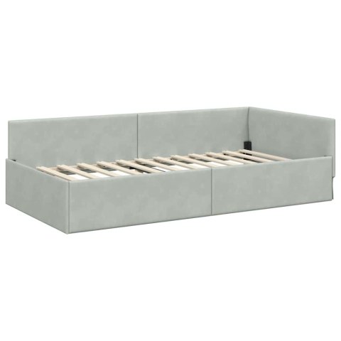 Rama Łóżka Narożnego z Materacem Inny 2 pcs Jasnoszary Aksamit