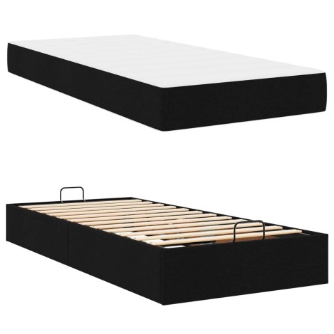 Rama łóżka z materacem z materacem 2 pcs Czarny tkanina