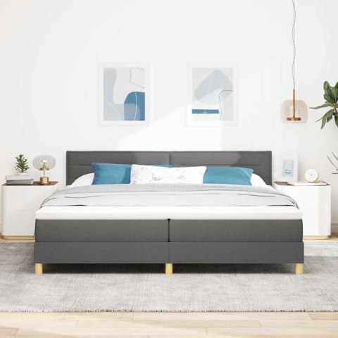 Łóżko z sprężyną LED z LED Ciemnoszary 200 x 200 cm tkanina