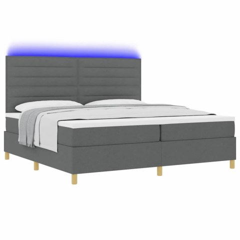 Łóżko z sprężyną LED Ciemnoszary 200 x 200 cm tkanina
