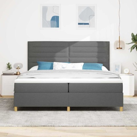 Łóżko z sprężyną LED Ciemnoszary 200 x 200 cm tkanina