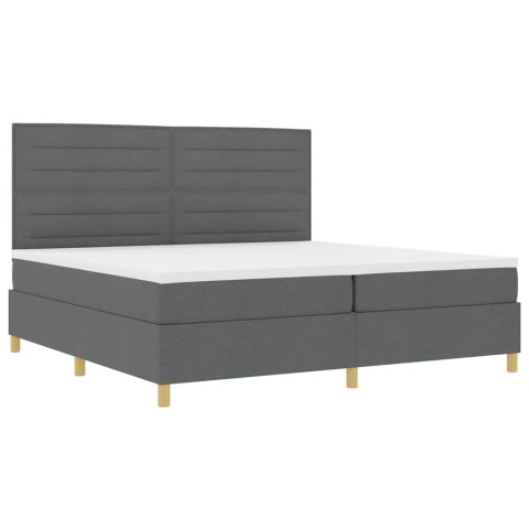 Łóżko z sprężyną LED Ciemnoszary 200 x 200 cm tkanina