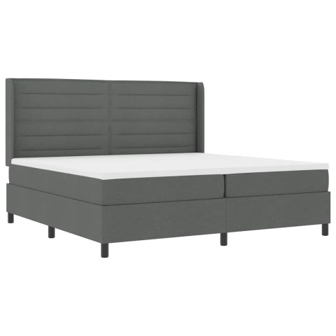 Łóżko z sprężyną LED Ciemnoszary 200 x 200 cm tkanina