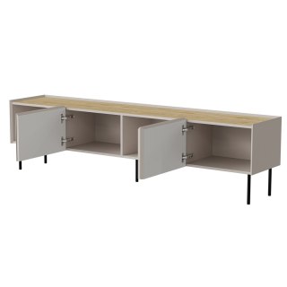 Szafka RTV FELLINI 200x40x52 kaszmir + blat dąb olejowany