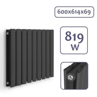 Grzejnik stalowy poziomy antracyt 819W 600x614 mm nowoczesny