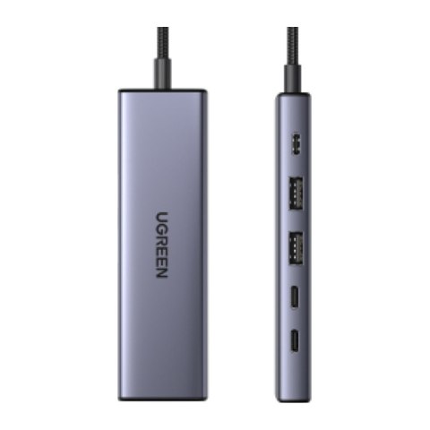 Hub / adapter USB-C 6w1 Ugreen CM511 USB-C do 2x USB, DisplayPort 4K 60Hz, 2x USB-C, PD 100W