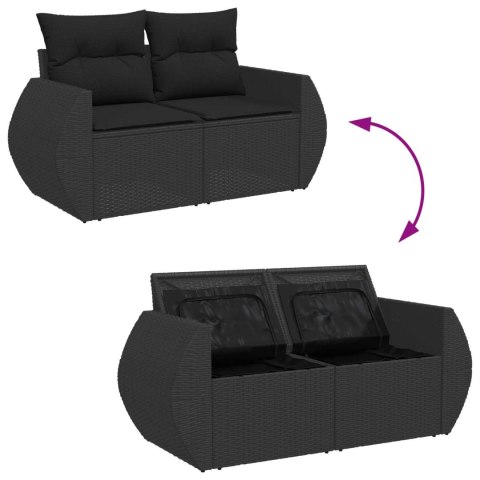 Zestaw Sof na Ogród z poduszką 10 pcs Czarny Rattan poli