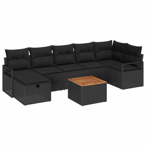 Zestaw Sof na Ogród z poduszką 8 pcs Czarny polirattan