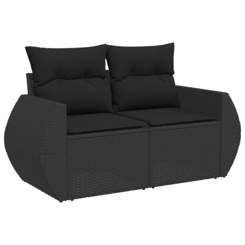 Zestaw Sof na Ogród z poduszką 8 pcs Czarny polirattan
