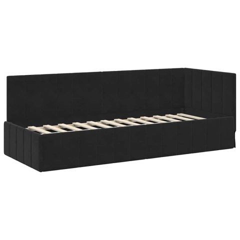 Rama Łóżka Narożnego z Materacem 2 pcs Czarny Aksamit