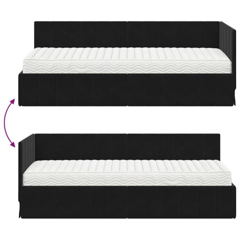 Rama Łóżka Narożnego z Materacem 2 pcs Czarny Aksamit
