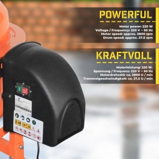 Betoniarka mobilna 70l, 220W, stalowa konstrukcja, 2 koła