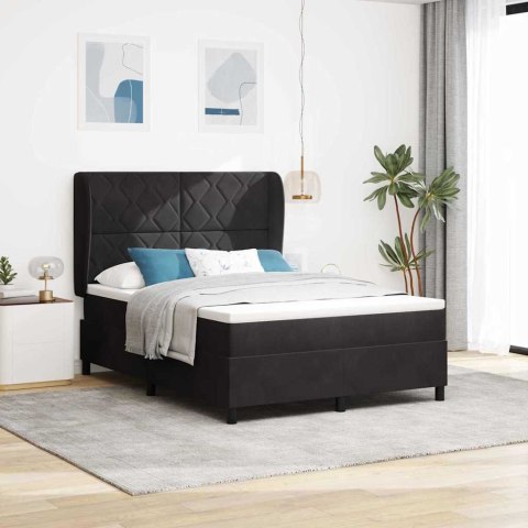 Łóżko sprężynowe z materacem Czarny 200 x 140 cm Poliester