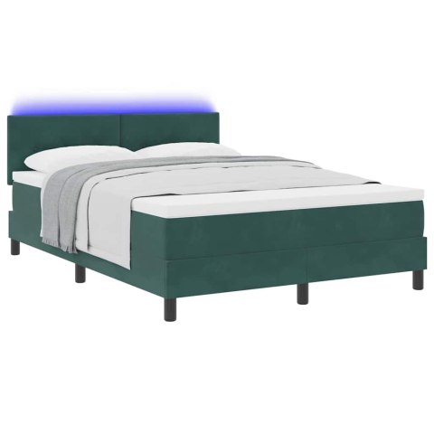 Łóżko z sprężyną LED z LED Ciemna zieleń 140 x 200 cm Aksamit