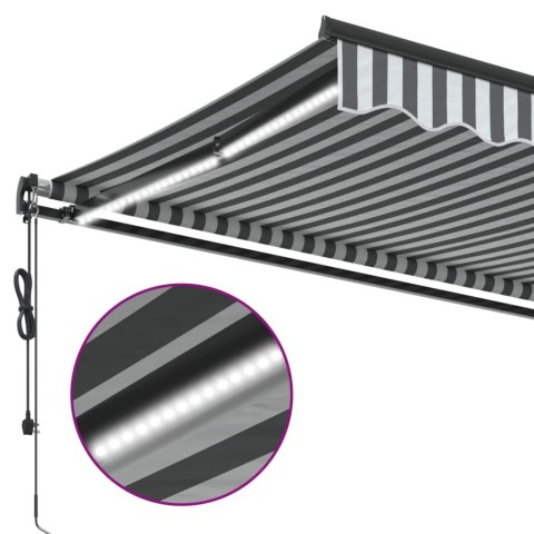 Automatyczna markiza z LED, antracytowo-biała, 450x350 cm