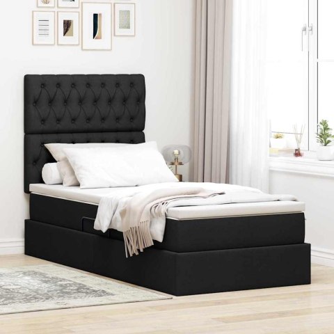 Łóżko z miejscem na przechowywanie i LED Czarny 90 x 200 cm
