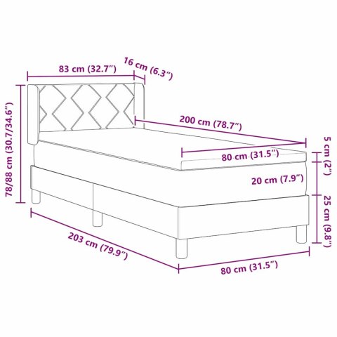 Łóżko sprężynowe z materacem Ciemny brąz 200 x 80 cm Poliester