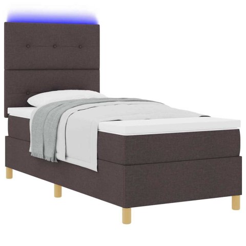 Łóżko z sprężyną LED Ciemny brąz 80 x 200 cm tkanina