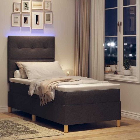 Łóżko z sprężyną LED Ciemny brąz 80 x 200 cm tkanina