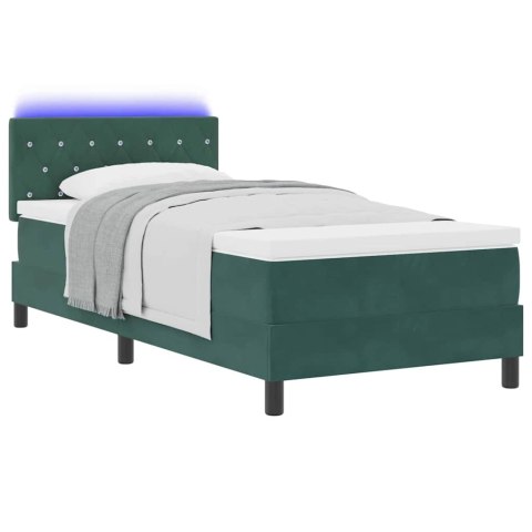 Łóżko z sprężyną LED z LED Ciemna zieleń 90 x 190 cm Aksamit