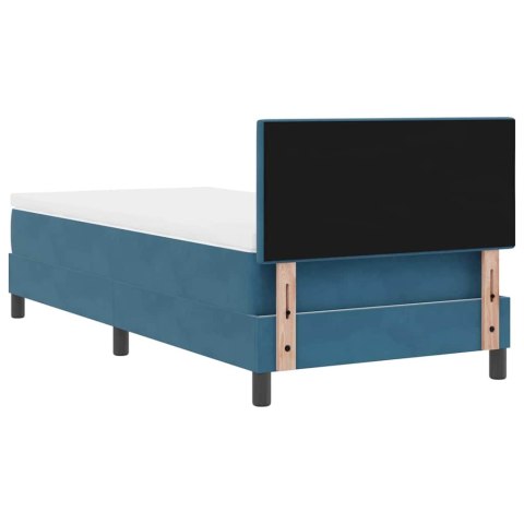 Łóżko z sprężyną LED z LED Ciemnoniebieski 90 x 190 cm Aksamit