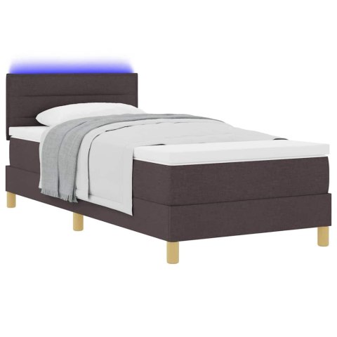 Łóżko z sprężyną LED z LED Ciemny brąz 80 x 200 cm tkanina