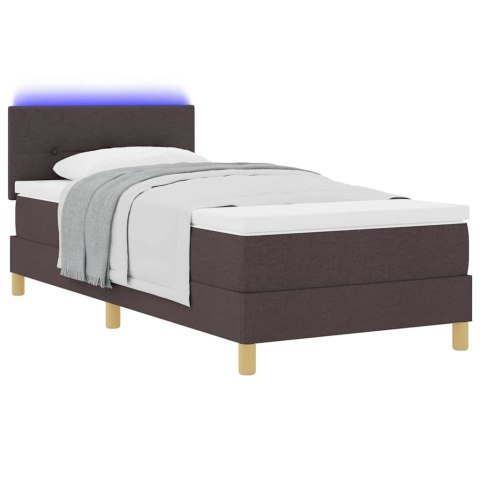 Łóżko z sprężyną LED z LED Ciemny brąz 80 x 200 cm tkanina
