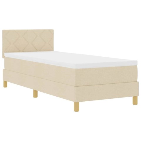 Łóżko z sprężyną LED z materacem Kremowy 80 x 200 cm tkanina