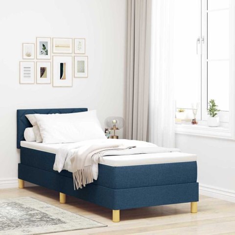 Łóżko z sprężyną LED z materacem Niebieski 80 x 200 cm tkanina