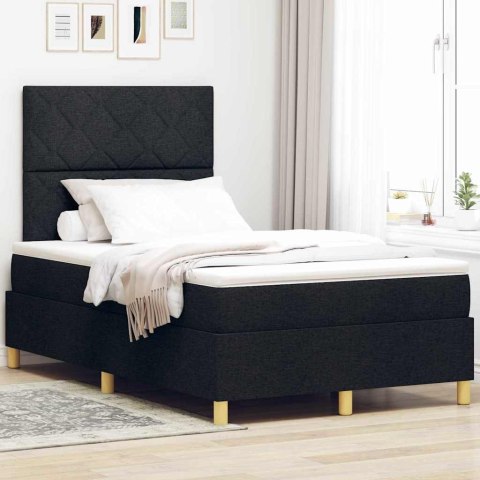 Łóżko z sprężyną LED z materacem Czarny 120 x 200 cm tkanina