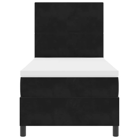 Łóżko z sprężyną LED z materacem Czarny 90 x 190 cm tkanina