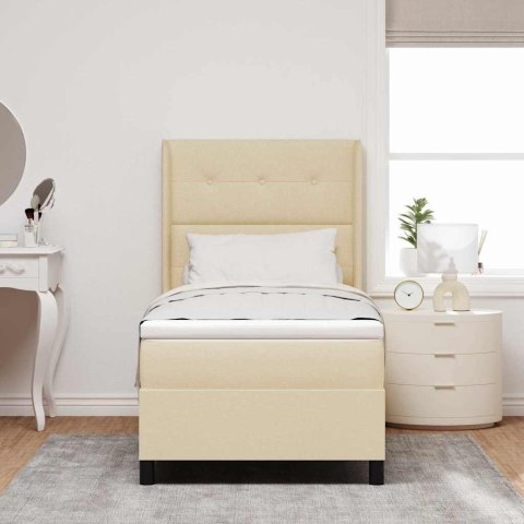 Łóżko z sprężyną LED z materacem Kremowy 80 x 200 cm tkanina