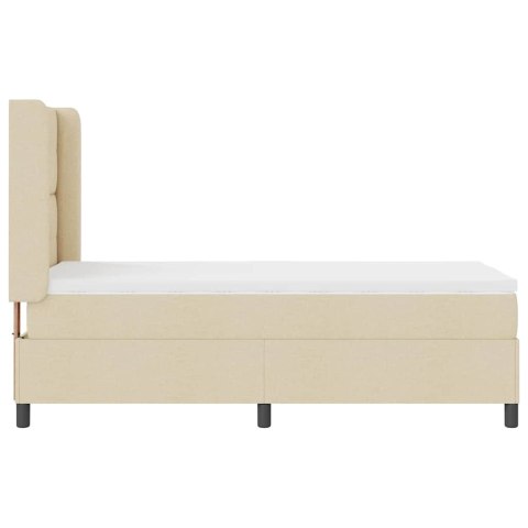 Łóżko z sprężyną LED z materacem Kremowy 80 x 200 cm tkanina