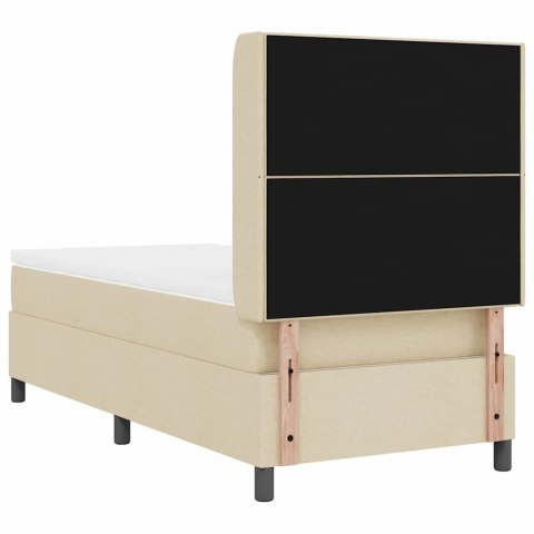 Łóżko z sprężyną LED z materacem Kremowy 80 x 200 cm tkanina