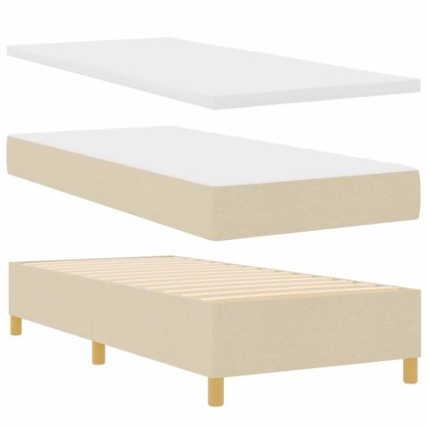 Łóżko z sprężyną LED z materacem Kremowy 90 x 190 cm tkanina