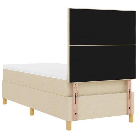 Łóżko z sprężyną LED z materacem Kremowy 90 x 190 cm tkanina