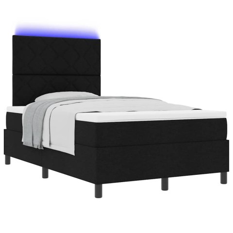 Łóżko sprężynowe z materacem z LED Czarny 120 x 190 cm tkanina