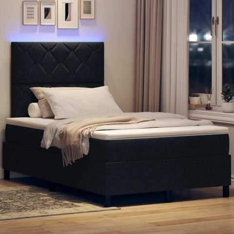 Łóżko sprężynowe z materacem z LED Czarny 120 x 190 cm tkanina