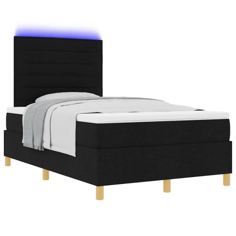 Łóżko z sprężyną LED z materacem Czarny 120 x 190 cm tkanina