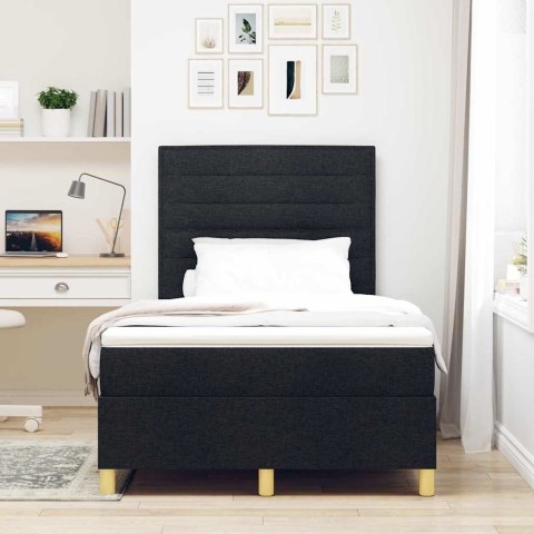 Łóżko z sprężyną LED z materacem Czarny 120 x 190 cm tkanina