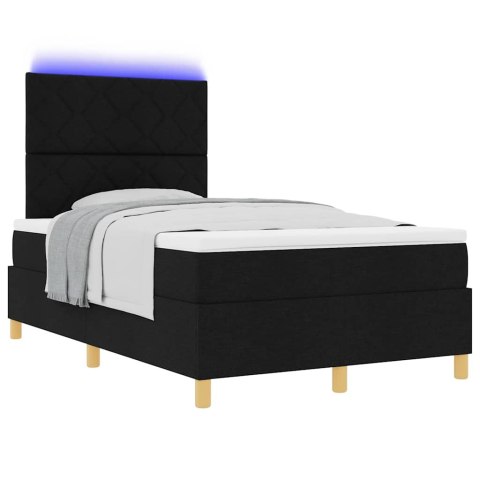 Łóżko z sprężyną LED z materacem Czarny 120 x 190 cm tkanina