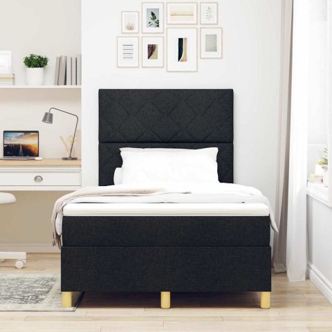 Łóżko z sprężyną LED z materacem Czarny 120 x 190 cm tkanina