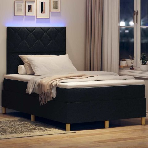 Łóżko z sprężyną LED z materacem Czarny 120 x 190 cm tkanina