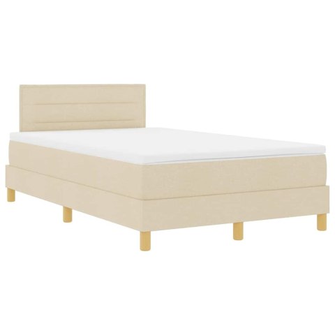Łóżko z sprężyną LED z materacem Kremowy 120 x 190 cm tkanina