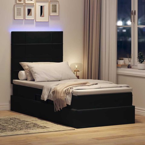 Łóżko z miejscem na przechowywanie i LED Czarny 100 x 200 cm