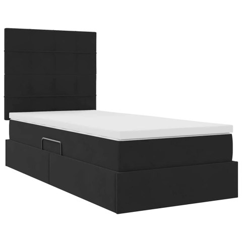 Łóżko z miejscem na przechowywanie i LED Czarny 100 x 200 cm