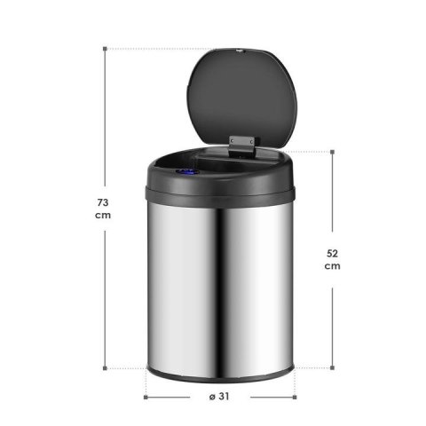 Kosz na śmieci automatyczny 40 l, stal nierdzewna, czujnik