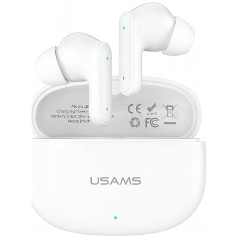 Słuchawki z mikrofonem Usams E05 TWS Bluetooth 5.0+ stacja dokująca - białe