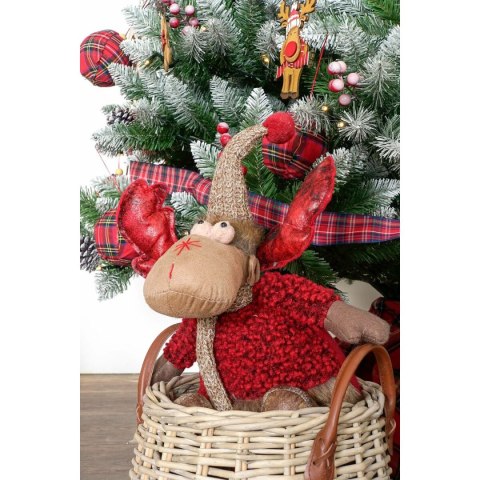 Ozdoby świąteczne DKD Home Decor Czerwony Szary Renifer 27 x 19 x 32 cm (2 Sztuk)