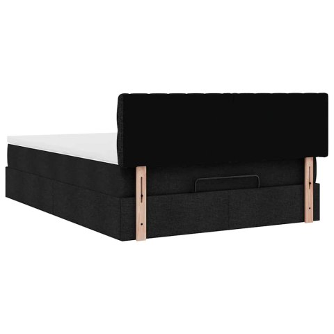 Łóżko Ottoman z materacem i diodami LED Czarny 140x190 cm